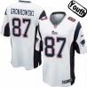 [NEW,Sewn-on]Rob Gronkowski Youth Football Jersey - New England #87 GRONKOWSKI Jersey (White) For Youth/Kid