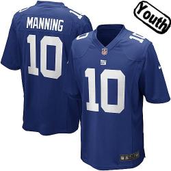 [NEW,Sewn-on]Eli Manning Youth Football Jersey - NY-G #10 MANNING Jersey (Blue) For Youth/Kid