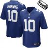 [NEW,Sewn-on]Eli Manning Youth Football Jersey - NY-G #10 MANNING Jersey (Blue) For Youth/Kid