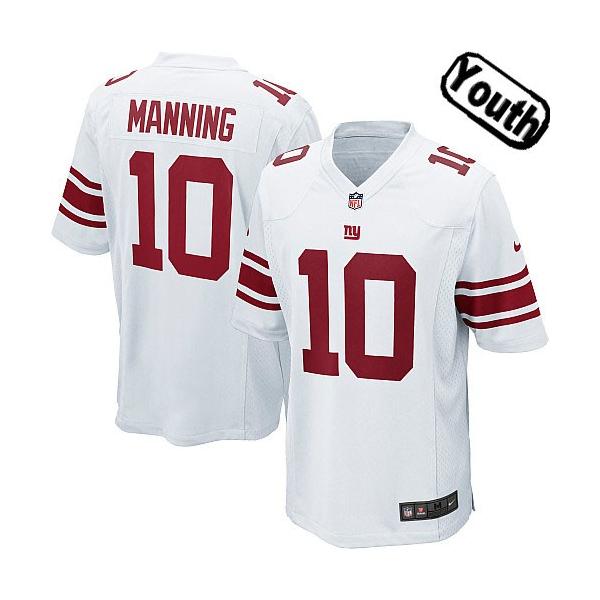 [NEW,Sewn-on]Eli Manning Youth Football Jersey - NY-G #10 MANNING Jersey (White) For Youth/Kid