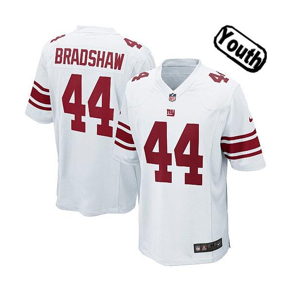 [NEW,Sewn-on]Ahmad Bradshaw Youth Football Jersey - NY-G #44 BRADSHAW Jersey (White) For Youth/Kid