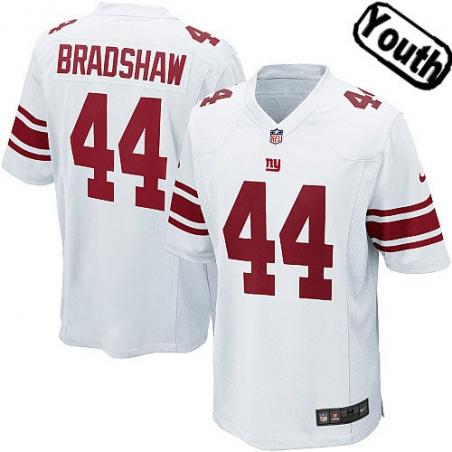 [NEW,Sewn-on]Ahmad Bradshaw Youth Football Jersey - NY-G #44 BRADSHAW Jersey (White) For Youth/Kid