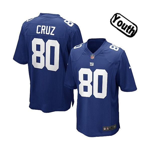 [NEW,Sewn-on]Victor Cruz Youth Football Jersey - NY-G #80 CRUZ Jersey (Blue) For Youth/Kid
