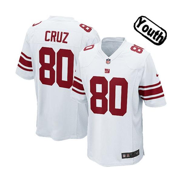 [NEW,Sewn-on]Victor Cruz Youth Football Jersey - NY-G #80 CRUZ Jersey (White) For Youth/Kid
