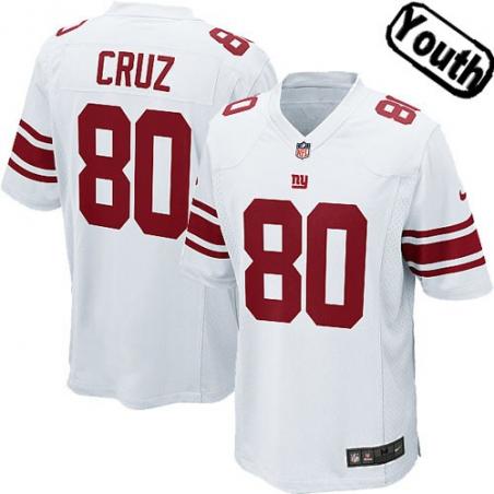 [NEW,Sewn-on]Victor Cruz Youth Football Jersey - NY-G #80 CRUZ Jersey (White) For Youth/Kid