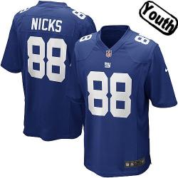 [NEW,Sewn-on]Hakeem Nicks Youth Football Jersey - NY-G #88 NICKS Jersey (Blue) For Youth/Kid