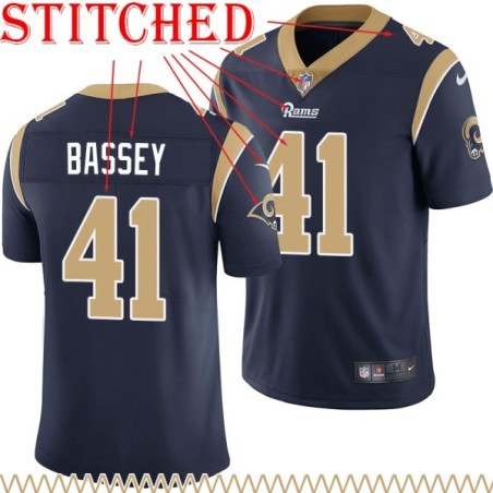 Navy Throwback Eric Bassey Jersey Los Angeles Rams #41