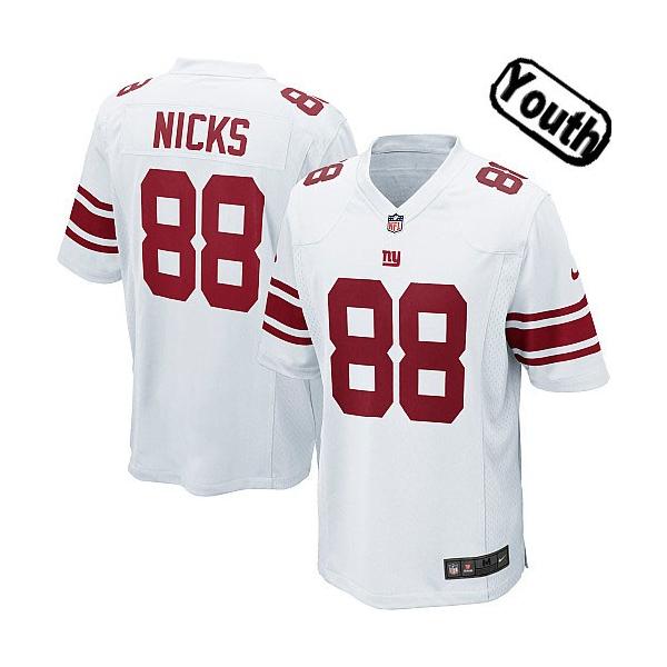 [NEW,Sewn-on]Hakeem Nicks Youth Football Jersey - NY-G #88 NICKS Jersey (White) For Youth/Kid