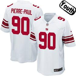 [NEW,Sewn-on]Jason Pierre-Paul Youth Football Jersey - NY-G #90 PIERRE-PAUL Jersey (White) For Youth/Kid