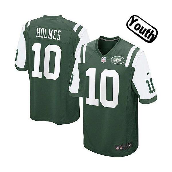 [NEW,Sewn-on]Santonio Holmes Youth Football Jersey - NY-J #10 HOLMES Jersey (Green) For Youth/Kid