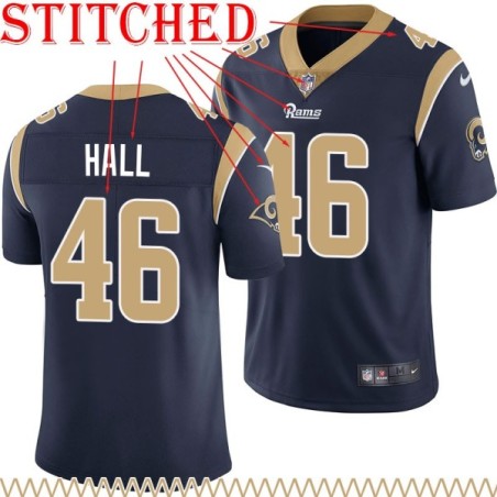 Navy Throwback Alvin Hall Jersey Los Angeles Rams #46