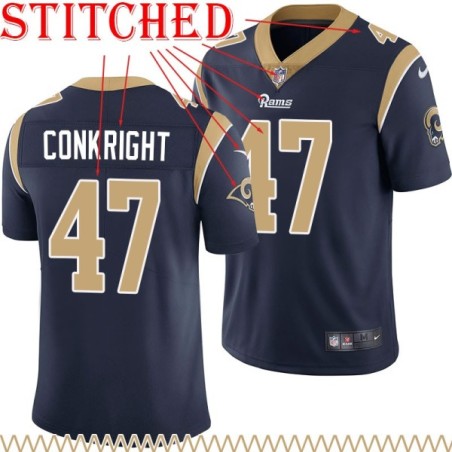 Navy Throwback Bill Conkright Jersey Los Angeles Rams #47