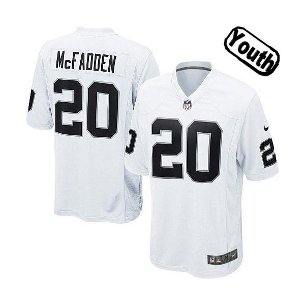 [NEW,Sewn-on]Darren McFadden Youth Football Jersey - Oakland #20 MCFADDEN Jersey (White) For Youth/Kid