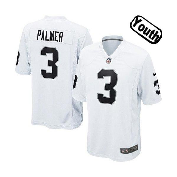 [NEW,Sewn-on]Carson Palmer Youth Football Jersey - Oakland #3 PALMER Jersey (White) For Youth/Kid