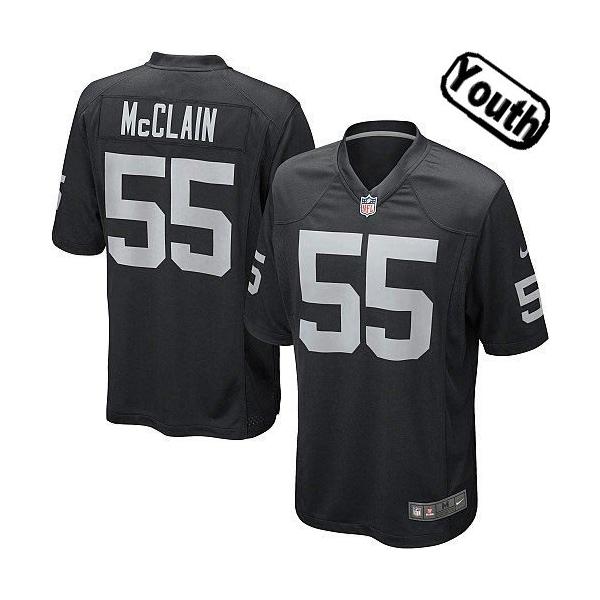 [NEW,Sewn-on]Rolando McClain Youth Football Jersey - Oakland #55 MCCLAIN Jersey (Black) For Youth/Kid
