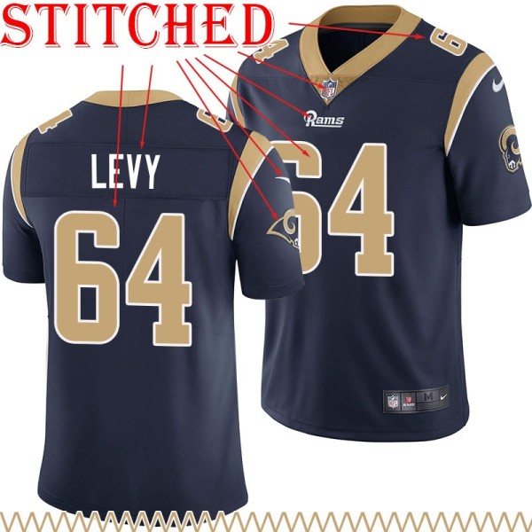 Navy Throwback Len Levy Jersey Los Angeles Rams #64