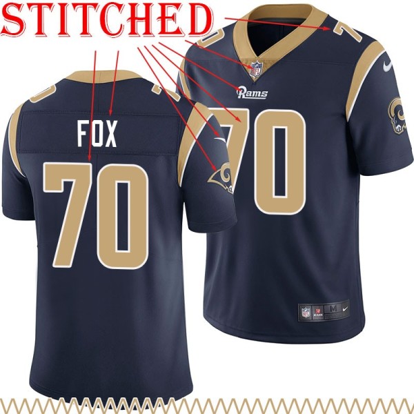 Navy Throwback Morgan Fox Jersey Los Angeles Rams #70