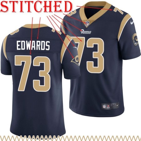 Navy Throwback David Edwards Jersey Los Angeles Rams #73