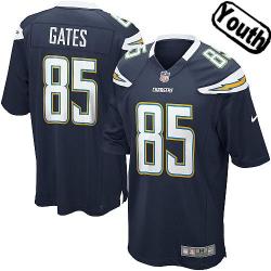 [NEW,Sewn-on]Antonio Gates Youth Football Jersey - San Diego #85 GATES Jersey (Navy) For Youth/Kid