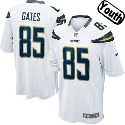 [NEW,Sewn-on]Antonio Gates Youth Football Jersey - San Diego #85 GATES Jersey (White) For Youth/Kid