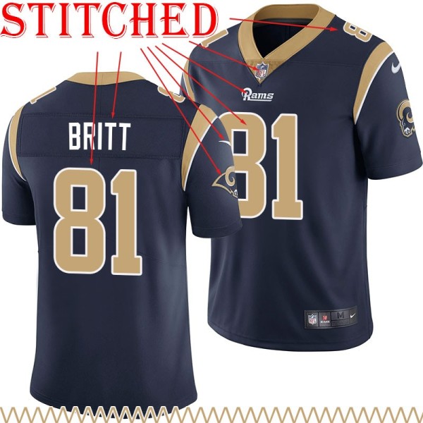 Navy Throwback Kenny Britt Jersey Los Angeles Rams #81