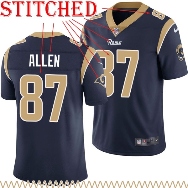 Navy Throwback Davis Allen Jersey Los Angeles Rams #87