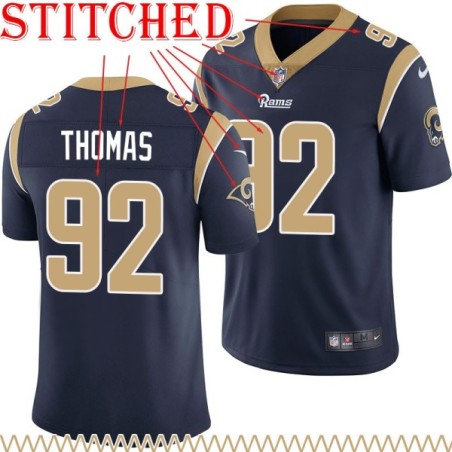 Navy Throwback Cam Thomas Jersey Los Angeles Rams #92