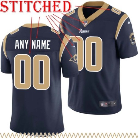 Navy Throwback Customized Los Angeles Rams Custom Stitched Jersey ANY PATCH