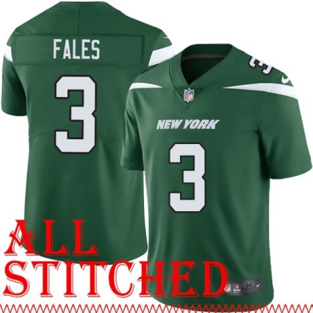 Green Home David Fales Jersey New York Jets #3