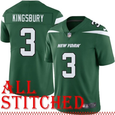 Green Home Kliff Kingsbury Jersey New York Jets #3