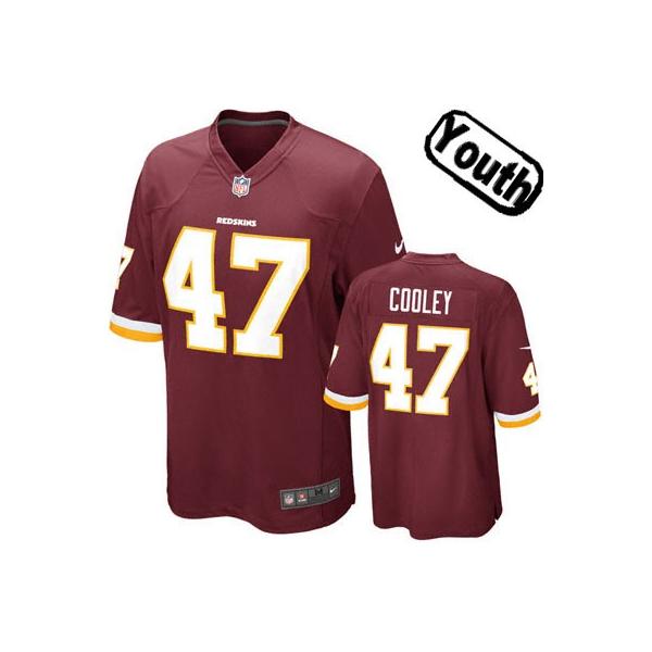 [NEW,Sewn-on]Chris Cooley Youth Football Jersey - Washington #47 COOLEY Jersey (Red) For Youth/Kid