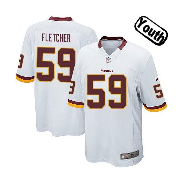 [Sewnon,Youth]London Fletcher Washington Youth Football Jersey(White)