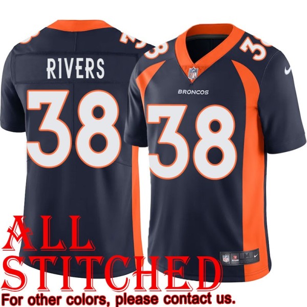 Navy Alternate Reggie Rivers Jersey Denver Broncos #38
