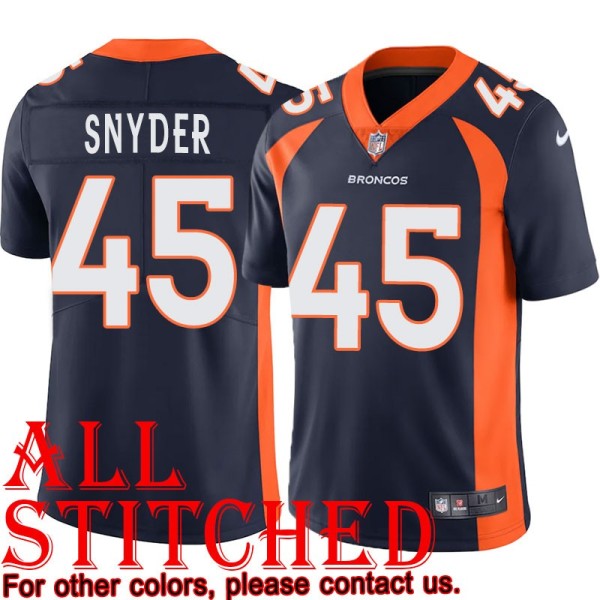 Navy Alternate Kevin Snyder Jersey Denver Broncos #45