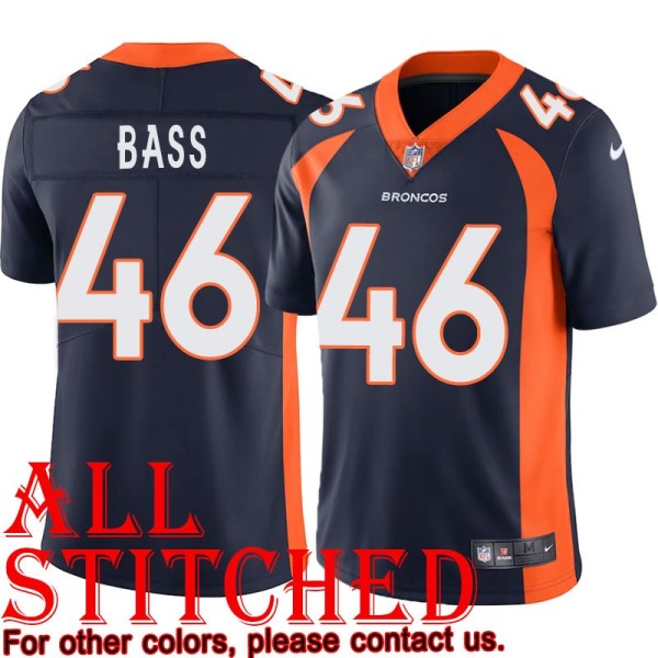 Navy Alternate Norm Bass Jersey Denver Broncos #46