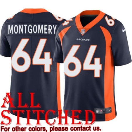 Navy Alternate Will Montgomery Jersey Denver Broncos #64