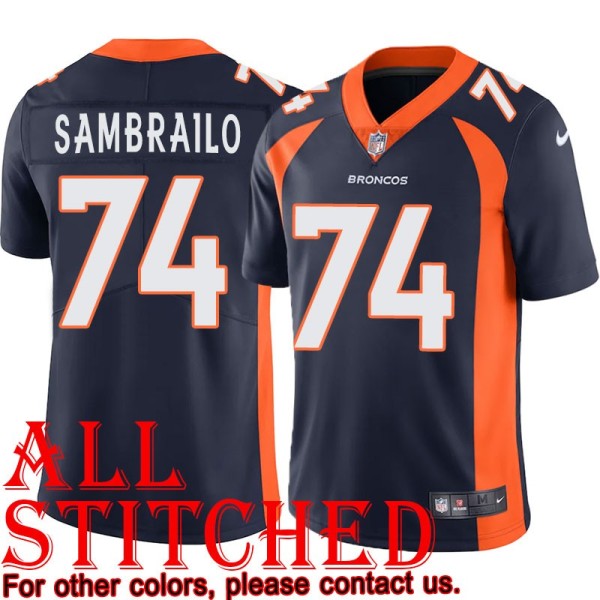 Navy Alternate Ty Sambrailo Jersey Denver Broncos #74