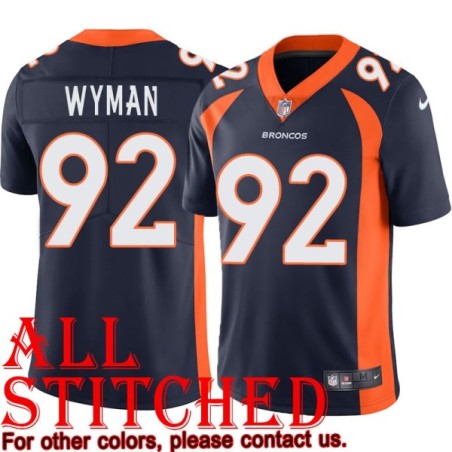 Navy Alternate David Wyman Jersey Denver Broncos #92