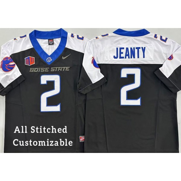 Black-White College Ashton JEANTY Boise State Broncos Football Jersey Stitched Customizable