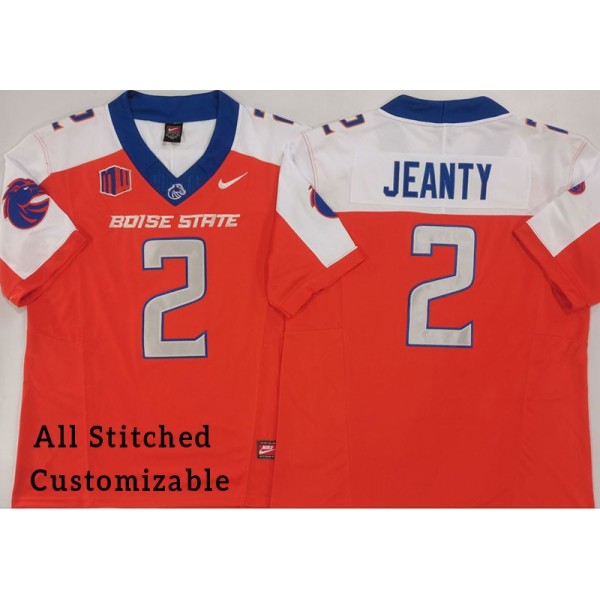 Orange-White College Ashton JEANTY Boise State Broncos Football Jersey Stitched Customizable