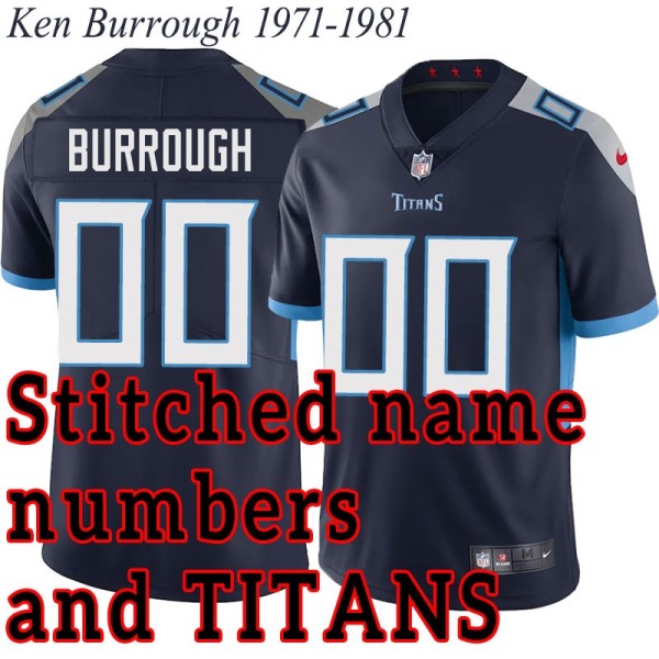 Navy Home Ken Burrough Jersey Tennessee Titans #00