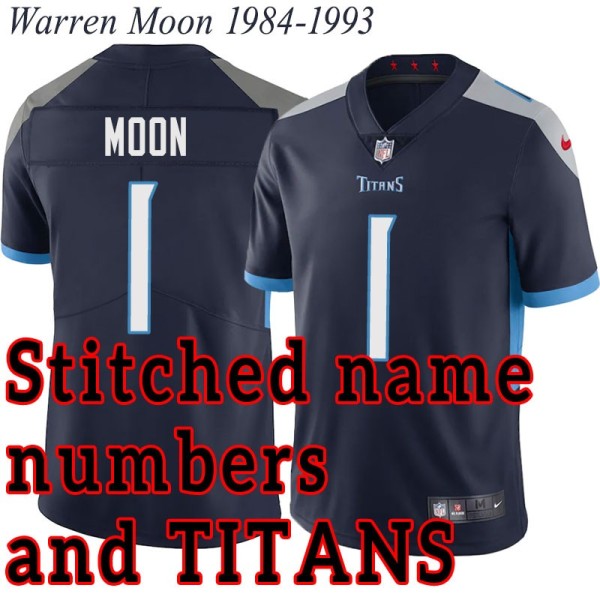 Navy Home Warren Moon Jersey Tennessee Titans #1