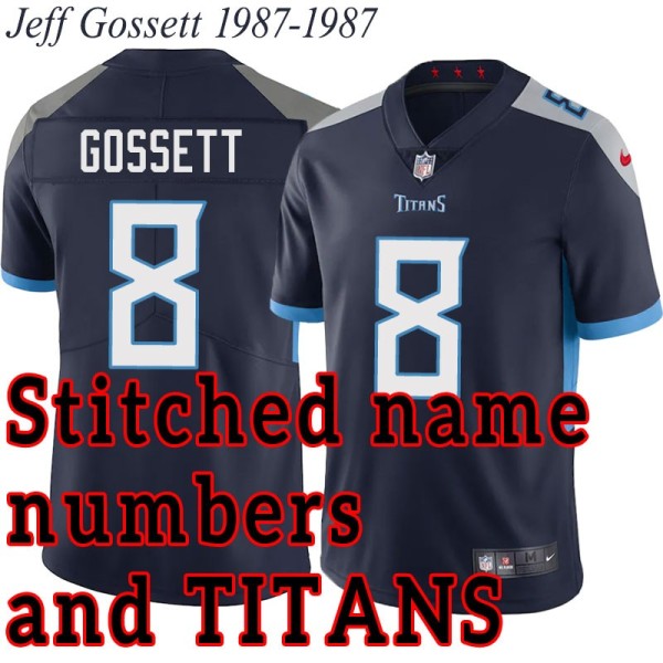 Navy Home Jeff Gossett Jersey Tennessee Titans #8