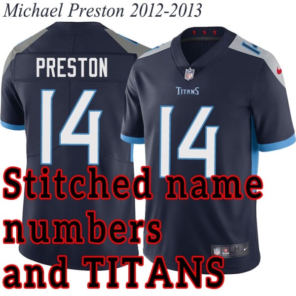 Navy Home Michael Preston Jersey Tennessee Titans #14