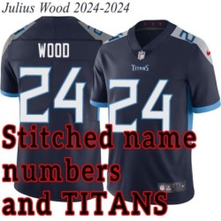 Navy Home Julius Wood Jersey Tennessee Titans #24