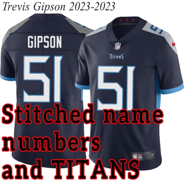 Navy Home Trevis Gipson Jersey Tennessee Titans #51