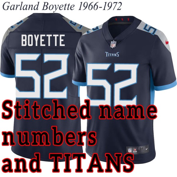 Navy Home Garland Boyette Jersey Tennessee Titans #52