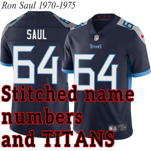 Navy Home Ron Saul Jersey Tennessee Titans #64