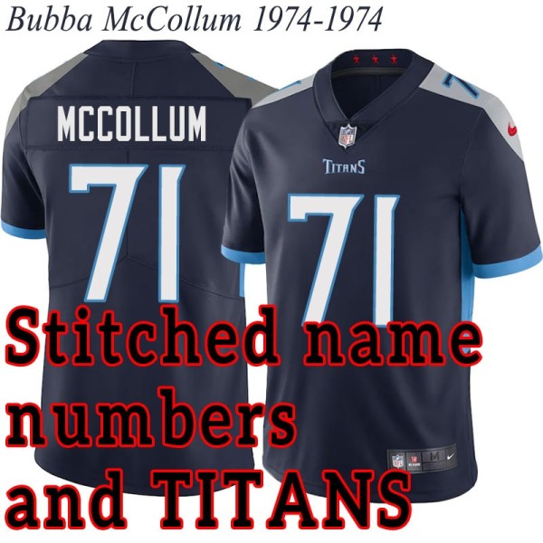 Navy Home Bubba McCollum Jersey Tennessee Titans #71