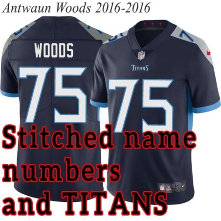 Navy Home Antwaun Woods Jersey Tennessee Titans #75
